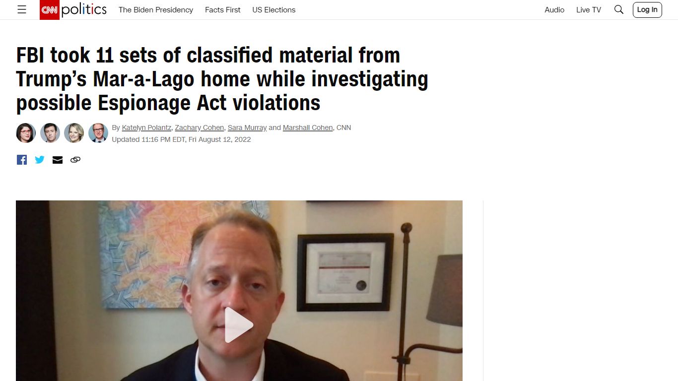 FBI took 11 sets of classified material from Trump's Mar-a-Lago home ...